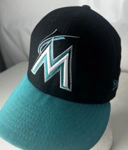 Miami Marlins MLB Hat Cap 59FIFTY Sz 7 3/4 Logo Curved Bill - Picture 1 of 3