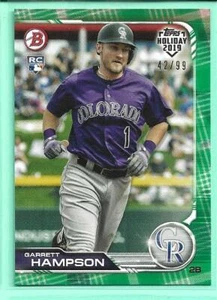Garrett Hampson 2019 Topps Bowman Holiday RC Green Festive #42/99 Rockies - Picture 1 of 2