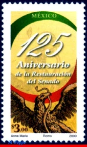 2199 MEXICO 2000 RESTORATION OF THE SENATE, 125 YEARS, MI# 2850, BIRDS, MNH - Picture 1 of 2