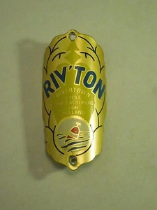 Vintage Riv'ton Riverton Hersteller für Holland Fahrrad Kopf Abzeichen Emblem - Bild 1 von 7