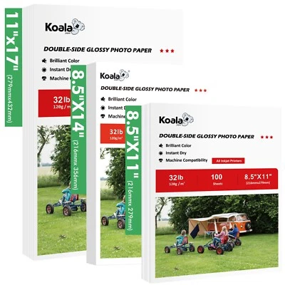 Lot Koala Double Sided Glossy Photo Printer Paper 32LB 8.5x11 8.5x14 11x17 120g - Image 1 of 4