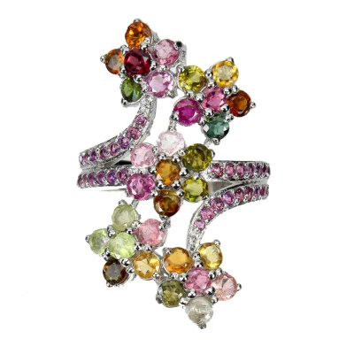 Anello In Argento Sterling 925 Con Tourmaline Rodolite Naturale Gioielleria 8 - Immagine 1 di 4