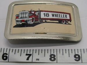 A OLD 18 WHEELER SEMI TRUCK BELT BUCKLE CLOTHING - Picture 1 of 2