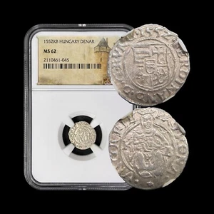 HUNGARY. 1552, Denar, Silver, KB - NGC MS62 - Ferdinand I, Madonna, Kremnica 045 - Picture 1 of 5