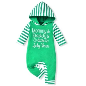 6-12 Months Baby Boys Girls St. Patrick’s Day Clothes Hooded Romper 1st Shamr... - Picture 1 of 7