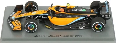 2022 McLaren MCL36 #4 Miami GP Lando Norris in 1:43 scale by Spark by Spark - Image 1 of 3