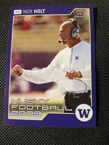 Tarjeta de entrenador Nick Holt Pizza Hut Washington Huskies 2009 UW Purdue - Imagen 1 de 2