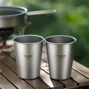 1PC Pure Titanium Single Wall Cup 320ml/10.8 oz Coffee Tea Beer Cup Camping EDC - Picture 1 of 7