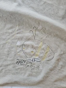 Baby Blanket BEIGE Blanket with Trim. BABY BABY - BEE Embroidery - Picture 1 of 4