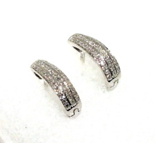 Ladies/womens stylish 9ct white gold cuff earrings set with diamonds
