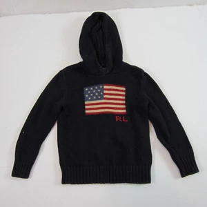 vintage ralph lauren boys sweater flag hooded Size 5 - Picture 1 of 6