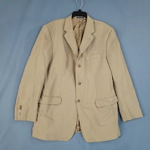 J. Ferrar Men's 3 Button Pure Wool Sport Coat Blazer Jacket Tan Size 44L - Picture 1 of 14