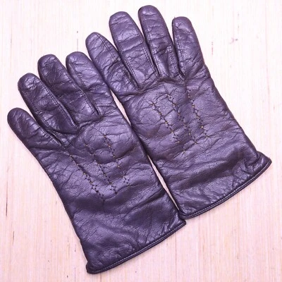 Guantes de conducción Coach de cuero marrón auténtico de diseñador vintage para dama talla 7 Foto 1 de 4