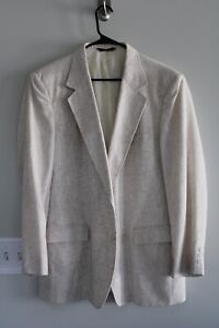 VINTAGE BEIGE SEARS POLY / LINEN BLEND SPORT COAT sz 46R blazer / suit jacket