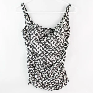 NWT Merona Gray & White Patterned Swimsuit Top Women's Size M, Built-in Bra - Picture 1 of 5