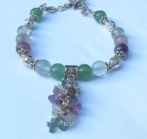 Fluorite & Aventurine Bracelet Artisan Handmade Unique Gift - Picture 1 of 5