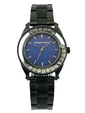 BCBGMAXAZRIA Ladies BG8326 Floating Stone Steel Case Black Steel Bracelet Watch