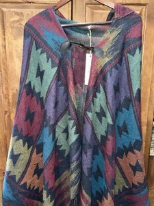 Woven Heart Women’s Large Faux Fur Aztec Sweater Hooded Cardigan NWT - Picture 1 of 5