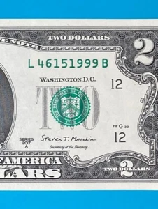 TRAILING YEAR 1999 : L 4615 1999 B $2 Two Dollar Bill Serial Number *UNC* - Picture 1 of 3