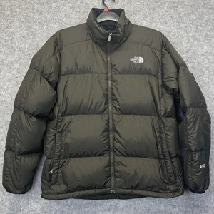 Chaqueta acolchada de plumón The North Face 550 talla grande para hombre caqui oscuro cremallera completa cálida - Imagen 1 de 12