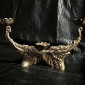 Candelabro estilo vintage de metal con tronco elefante. "14""x8""x2,5""" - Imagen 1 de 11