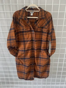 Duluth Trading Damen Folklore Flanell Staubtuch Knopfleiste Tunika Jacke Größe L - Bild 1 von 11