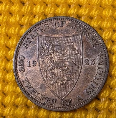 1923 One Twelfth 1/12th Shilling States of Jersey Great Britain, 204,000 mintage - Image 1 of 3