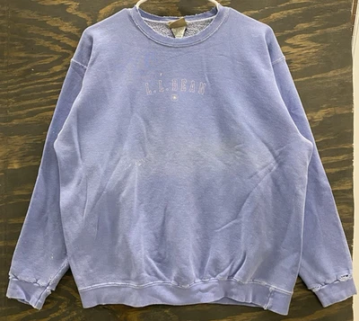 Sudadera De Colección L.L.Bean Para Hombre M Lavanda Cuello Redondo Envejecida Desteñida Cuadrada Foto 1 de 4