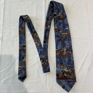 Tango Max Raab Mens Neck Tie Americana Series The Old Route Train Locomotive 60” - Picture 1 of 9