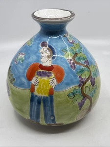Vaso ceramica italiana vintage Desimone brocca produzione vino uva vigna 7,5” - Foto 1 di 9