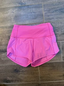 Lululemon Shorts Womens 6 Pink Run Speed Lined Zip Pocket Athletic Running Gym - Picture 1 of 8