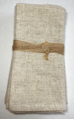 WOODLAND  NAPKINS (4) 20 X 20 EASY CARE  NATURAL LINEN POLYESTER NIP - Image 1 of 2