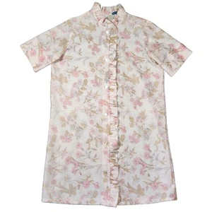 Vintage Carol Brent House Dress Womens M Floral Ruffle Retro Pink I Love Lucy - Picture 1 of 7