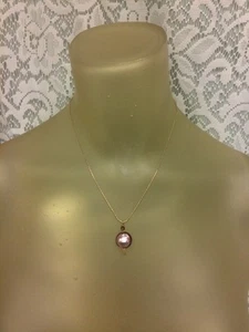 Vintage AGI Italy 18" 925 Sterling Silver Chain Necklace Pink Glass Bead - Picture 1 of 5