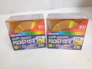 20 x Memorex Cool Colors Pocket CD-R Slim Jewel Cases 210 MB 24 Minute Brand New - Picture 1 of 5