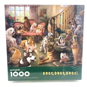 "Springbok ""Cani, cani, cani!" Puzzle 1000 Pezzi Vintage Raro 2 Pz Mancanti - Foto 1 di 6