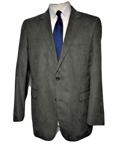 46L Men's Sport Coat Andrew Fezza Greenish Gray Tiny Check Velvet Jacket New - Picture 1 of 13