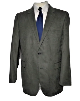 46L Men's Sport Coat Andrew Fezza Greenish Gray Tiny Check Velvet Jacket New - Image 1 of 4