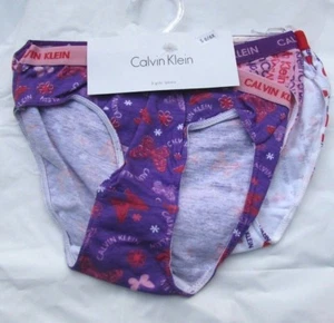 Calvin Klein Girls Small 6/6X 3-Pack Bikinis Purple Pink Red NWT - Picture 1 of 3