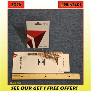2018 Delta Airlines $0 Value Unused Collectible Gift Card + Clear Stand #4 - Picture 1 of 6