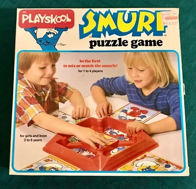 Jogo de quebra-cabeça Playskool Smurf_1982_conjunto completo - Imagem 1 de 2