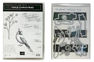 Stampin Up Toile Christmas Cling Rubber Stamp Set With Emboss Dies - Picture 1 of 5