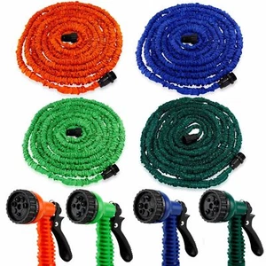 100ft  Expanding Flexible Garden Water Hose with Spray Nozzle 3 Colors - Picture 1 of 10