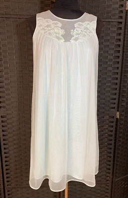 CAMISÓN BABYDOLL VINTAGE JCPenney de gasa talla pequeña espuma de mar VERDE vestido transparente Foto 1 de 4