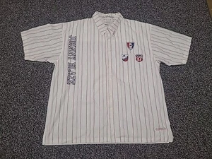 Camicia Johnny Blaze Y2K vintage con bottoni ricamata manica corta a righe XXL 2XL - Foto 1 di 9
