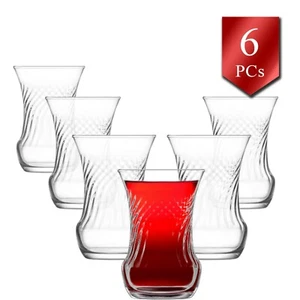 LAV Turkish Tea Glasses Set of 6, Traditional Teacups Set, 3.5 oz (105 cc) - Picture 1 of 4