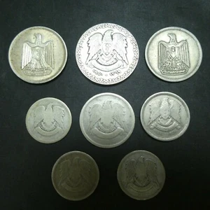 Lote de 7 monedas egipcias 5 10 25 piastras milliemes águila islámica halcón - Imagen 1 de 4