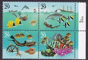 Scott #2866a Wonder of the Sea Block of 4 Stamps - MNH - Picture 1 of 1
