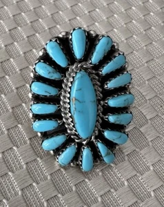 Indianer Sterling Türkis Ring Zuni Petit Point Gr. Gr. 8,5 signierte PB - Bild 1 von 8