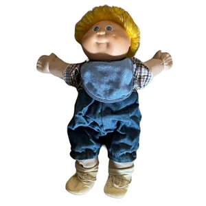 Vintage Cabbage Patch Kids Doll 1978 1983 Xavier Roberts Blonde Boy CPK in denim - Picture 1 of 7